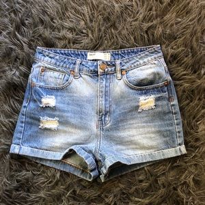 Acid wash high waisted shorts